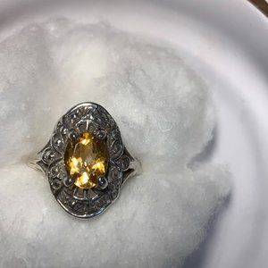 Handcrafted citrine and sterling ring, size 5